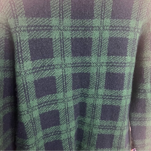 OLD NAVY Green Plaid Wool Blend Sweater Ribbed Pullover Chunky Warm Long Sleeves - Picture 6 of 6